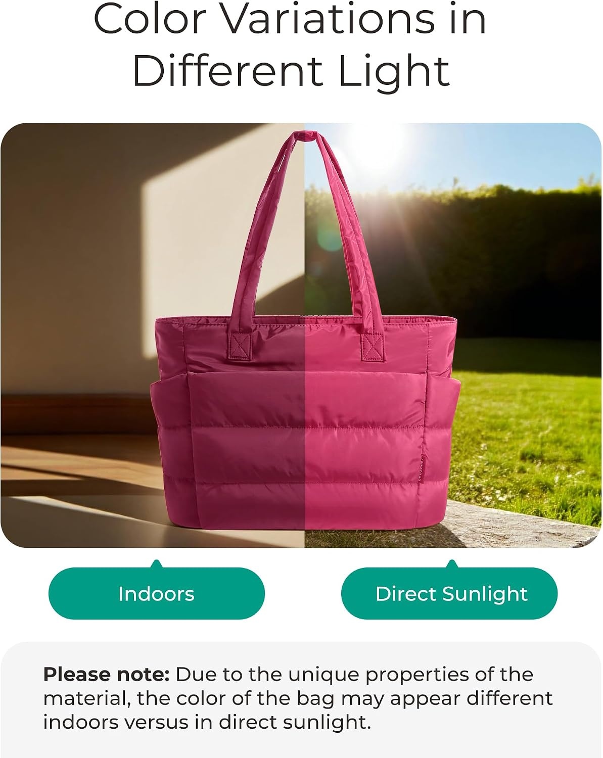 image:imageBAGSMART Tote Bag for Women Lightweight Puffy Tote Bag with Compartments Shoulder Bag Handbag for Travel Work Gym  LightweightVintage Berry