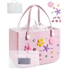 image:imageBAGSMART Beach Bag for Women Waterresistant Rubber Tote Bag Sandproof Vacation Essentials for Summer Swim Cruise PoolRosy Pink