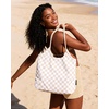 image:imageBAGSMART Beach Bags for Women Beach Tote Bag Beach Bag with Zipper Travel Tote Bag for Women Sandproof Swim Pool Bag  Packable Beach BagKhaki Checkerboard Pattern