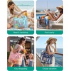 image:imageBAGSMART Beach Tote Bag for Women Personalized Teacher Appreciation Gifts  Selfstanding Sandproof Mesh Bag Custom Jute Gift Tote w Stencils amp Markers Monogrammed Gift Bag Travel Cruise EssentialsBaby Blue