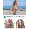 image:imageBAGSMART Boxy Tote Bag for Women Crossbody Bag with Zipper Crush Bow Purses for Travel Work CollegeChocolate