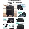 image:imageBAGSMART Carry On Luggage 20 InchSoftside Expandable Suitcase with Spinner Wheels Luggage 22x14x9 Airline Approved Rolling Lightweight Suitcases for Women Men Compact CarryOn BlackBlack