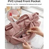 image:imageBAGSMART Crush Bow Tote Bag for Women Puffer Travel Work Yoga Laptop Bag  Large Bow Tote Fits 40oz Tumbler 156 Laptop Yoga Mat Sleeve Waterproof Pocket Travel Work Swim Gym Mom Shoulder HandbagLatte Camel