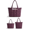 image:imageBAGSMART Expandable Tote Bag for Women Puffer Work Tote Handbag Quilted Carry On Bag for Travel GymBurgundy Bay