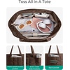 image:imageBAGSMART Expandable Tote Bag for Women Puffer Work Tote Handbag Quilted Carry On Bag for Travel GymChocolate