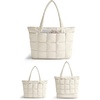 image:imageBAGSMART Expandable Tote Bag for Women Puffer Work Tote Handbag Quilted Carry On Bag for Travel GymCream