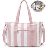image:imageBAGSMART Large Beach Bag for Women Oversize Tote Bag for TravelSwim PoolSummer  3Ways to CarryPink Stripe