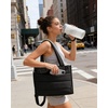 image:imageBAGSMART Small Tote Bag for Women Puffer Quilted Work Tote Bag Zipper Closure for Work Travel College Camel14lblack