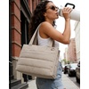 image:imageBAGSMART Small Tote Bag for Women Puffer Quilted Work Tote Bag Zipper Closure for Work Travel College Camel14lcamel