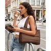 image:imageBAGSMART Small Tote Bag for Women Puffer Quilted Work Tote Bag Zipper Closure for Work Travel College Camel14lchocolate