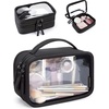 image:imageBAGSMART TSAApproved Toiletry Bag Large Opening Clear Makeup Bag with Handle Quart Sized Travel Toiletry Bag CarryOn Airline Compliant for Men and Women BlackBlack