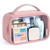 image:imageBAGSMART TSAApproved Toiletry Bag Large Opening Clear Makeup Bag with Handle Quart Sized Travel Toiletry Bag CarryOn Airline Compliant for Men and Women BlackBlush Pink
