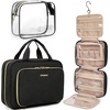 image:imageBAGSMART Toiletry Bag Hanging Travel Makeup Organizer with TSA Approved Transparent Cosmetic Bag Makeup Bag for Full Sized Toiletries MediumPinkBlack