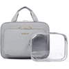 image:imageBAGSMART Toiletry Bag Hanging Travel Makeup Organizer with TSA Approved Transparent Cosmetic Bag Makeup Bag for Full Sized Toiletries MediumPinkGrey