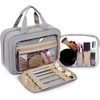 image:imageBAGSMART Toiletry Bag Hanging Travel Makeup Organizer with TSA Approved Transparent Cosmetic Bag Makeup Bag for Full Sized Toiletries MediumPinkGrey