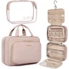 image:imageBAGSMART Toiletry Bag Hanging Travel Makeup Organizer with TSA Approved Transparent Cosmetic Bag Makeup Bag for Full Sized Toiletries MediumPinkPink
