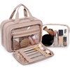 image:imageBAGSMART Toiletry Bag Hanging Travel Makeup Organizer with TSA Approved Transparent Cosmetic Bag Makeup Bag for Full Sized Toiletries MediumPinkPink