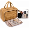 image:imageBAGSMART Toiletry Bag Hanging Travel Makeup Organizer with TSA Approved Transparent Cosmetic Bag Makeup Bag for Full Sized Toiletries MediumPinkStone Khaki