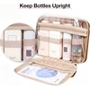 image:imageBAGSMART Toiletry Bag Hanging Travel Makeup Organizer with TSA Approved Transparent Cosmetic Bag Makeup Bag for Full Sized Toiletries MediumPinkStone Khaki