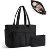 image:imageBAGSMART Tote Bag for Women 2 Set Tote Bag with Zipper Quilted Nurse Handbags for Work Travel College  20L CapacityBlack