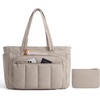 image:imageBAGSMART Tote Bag for Women 2 Set Tote Bag with Zipper Quilted Nurse Handbags for Work Travel College  20L CapacityCamel