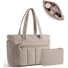 image:imageBAGSMART Tote Bag for Women 2 Set Tote Bag with Zipper Quilted Nurse Handbags for Work Travel College  20L CapacityCamel