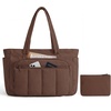 image:imageBAGSMART Tote Bag for Women 2 Set Tote Bag with Zipper Quilted Nurse Handbags for Work Travel College  20L CapacityChocolate