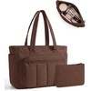 image:imageBAGSMART Tote Bag for Women 2 Set Tote Bag with Zipper Quilted Nurse Handbags for Work Travel College  20L CapacityChocolate