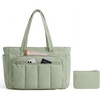 image:imageBAGSMART Tote Bag for Women 2 Set Tote Bag with Zipper Quilted Nurse Handbags for Work Travel College  20L CapacityGreen