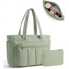 image:imageBAGSMART Tote Bag for Women 2 Set Tote Bag with Zipper Quilted Nurse Handbags for Work Travel College  20L CapacityGreen