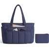 image:imageBAGSMART Tote Bag for Women 2 Set Tote Bag with Zipper Quilted Nurse Handbags for Work Travel College  20L CapacityNavy