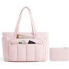 image:imageBAGSMART Tote Bag for Women 2 Set Tote Bag with Zipper Quilted Nurse Handbags for Work Travel College  20L CapacityPink