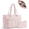 image:imageBAGSMART Tote Bag for Women 2 Set Tote Bag with Zipper Quilted Nurse Handbags for Work Travel College  20L CapacityPink