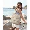 image:imageBAGSMART Tote Bag for Women Lightweight Puffy Tote Bag with Compartments Shoulder Bag Handbag for Travel Work Gym  LightweightLight Tan