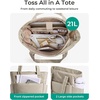image:imageBAGSMART Tote Bag for Women Lightweight Puffy Tote Bag with Compartments Shoulder Bag Handbag for Travel Work Gym  LightweightLight Tan