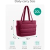 image:imageBAGSMART Tote Bag for Women Lightweight Puffy Tote Bag with Compartments Shoulder Bag Handbag for Travel Work Gym  LightweightVintage Berry