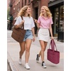 image:imageBAGSMART Tote Bag for Women Lightweight Puffy Tote Bag with Compartments Shoulder Bag Handbag for Travel Work Gym  LightweightVintage Berry
