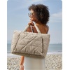 image:imageBAGSMART Tote Bag for Women Puffer Tote Bag with Zipper Large Quilted Shoulder Bag with Compartments for Travel Work GymCgrayish Brown