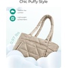 image:imageBAGSMART Tote Bag for Women Puffer Tote Bag with Zipper Large Quilted Shoulder Bag with Compartments for Travel Work GymCgrayish Brown