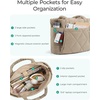 image:imageBAGSMART Tote Bag for Women Puffer Tote Bag with Zipper Large Quilted Shoulder Bag with Compartments for Travel Work GymCgrayish Brown
