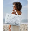 image:imageBAGSMART Tote Bag for Women Puffer Tote Bag with Zipper Large Quilted Shoulder Bag with Compartments for Travel Work GymDgrayblue