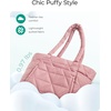 image:imageBAGSMART Tote Bag for Women Puffer Tote Bag with Zipper Large Quilted Shoulder Bag with Compartments for Travel Work GymGdark Pink
