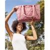 image:imageBAGSMART Tote Bag for Women Puffer Tote Bag with Zipper Large Quilted Shoulder Bag with Compartments for Travel Work GymGdark Pink