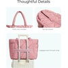 image:imageBAGSMART Tote Bag for Women Puffer Tote Bag with Zipper Large Quilted Shoulder Bag with Compartments for Travel Work GymGdark Pink