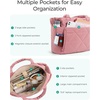 image:imageBAGSMART Tote Bag for Women Puffer Tote Bag with Zipper Large Quilted Shoulder Bag with Compartments for Travel Work GymGdark Pink