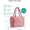 image:imageBAGSMART Tote Bag for Women Puffer Tote Bag with Zipper Large Quilted Shoulder Bag with Compartments for Travel Work GymGdark Pink