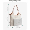 image:imageBAGSMRT Corduroy Tote Bag for Women Beach Bag with Zipper Casual Shoulder Bag Lightweight Travel Tote Hobo Handbag  PU Leather HandlesLight Beige
