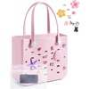 image:imageBAGSMART Beach Bag for Women Waterresistant Rubber Tote Bag Sandproof Vacation Essentials for Summer Swim Cruise PoolBlush