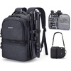 image:imageBAGSMART Camera Backpack DSLR SLR Small Camera Bags for Photographers Compatible for Sony Canon Nikon Shoulder Strap 2in1 Travel Backpack Fits 129 iPad GrayBlack