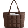image:imageBAGSMART Expandable Tote Bag for Women Puffer Work Tote Handbag Quilted Carry On Bag for Travel GymChocolate
